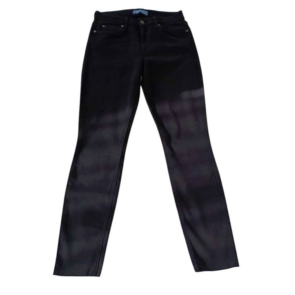 7 For All Mankind Blair NWOT Black Skinny Jeans Raw Hem Stretch Denim 28x28 $198 - Picture 2 of 9
